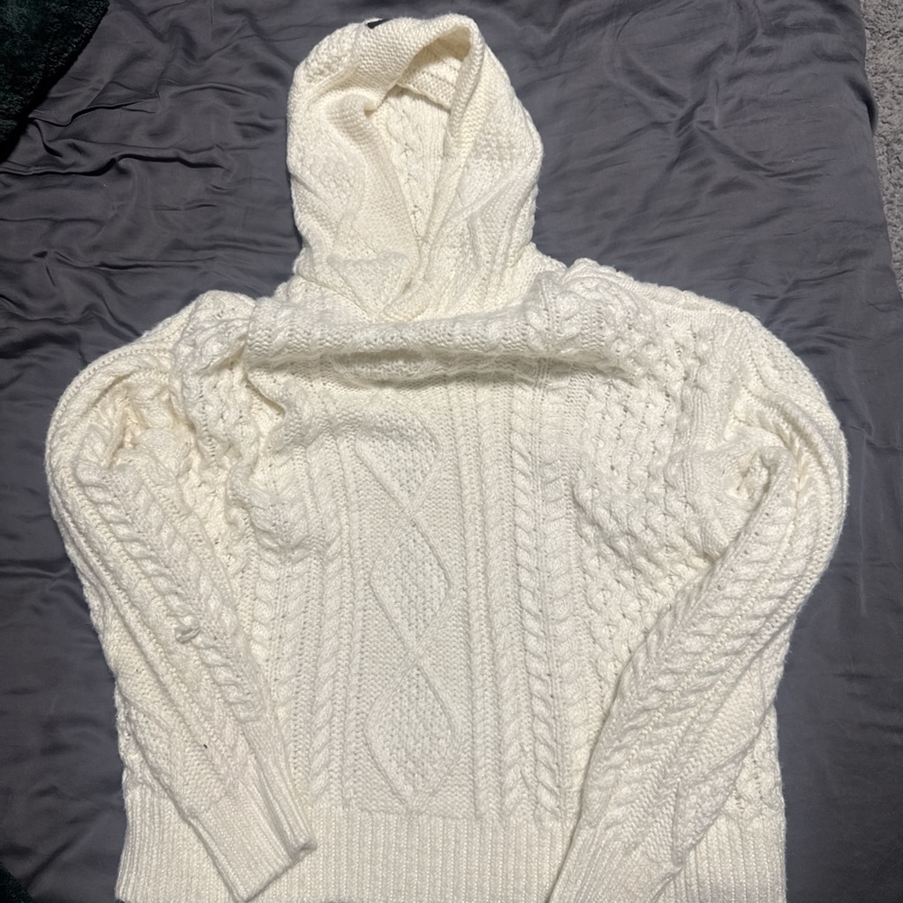 Essentials White Cable Knit Hoodie